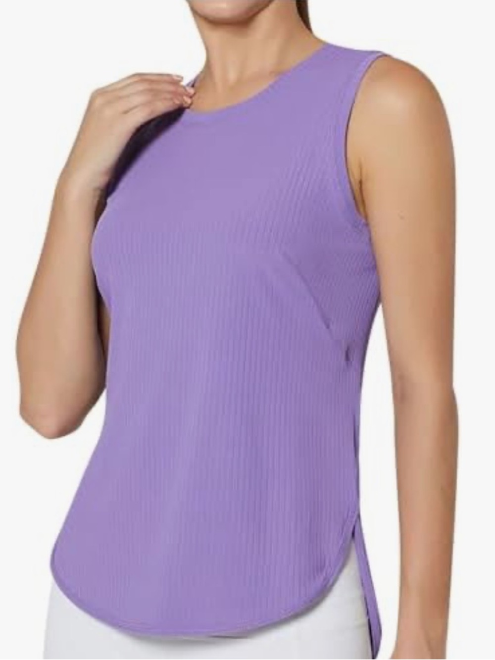NWT Sleeveless Ribbed Crewneck Tank Top in Lavender
